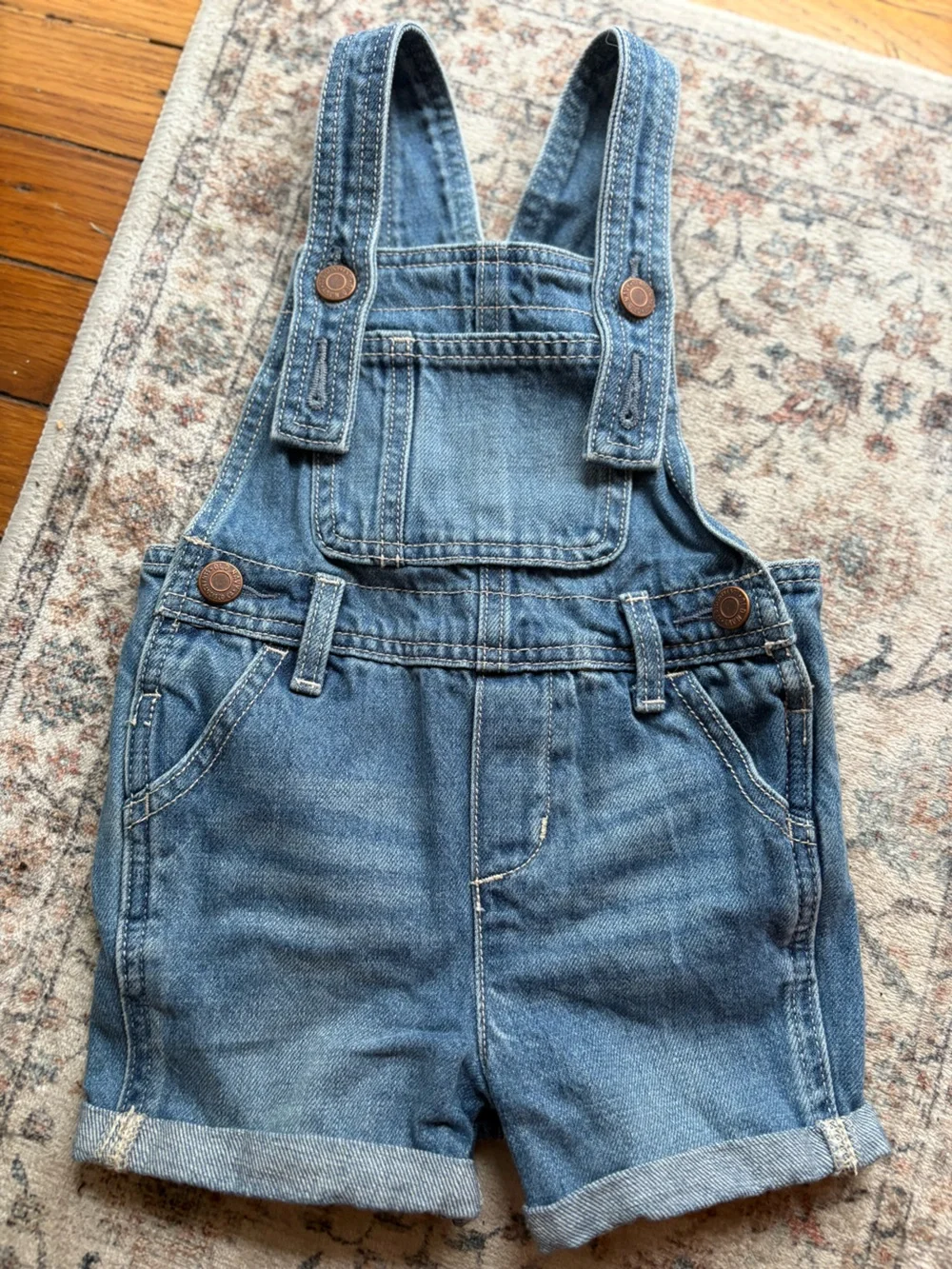 3T Girls Dungarees Old Navy Classic Blue Denim Shorts Overalls